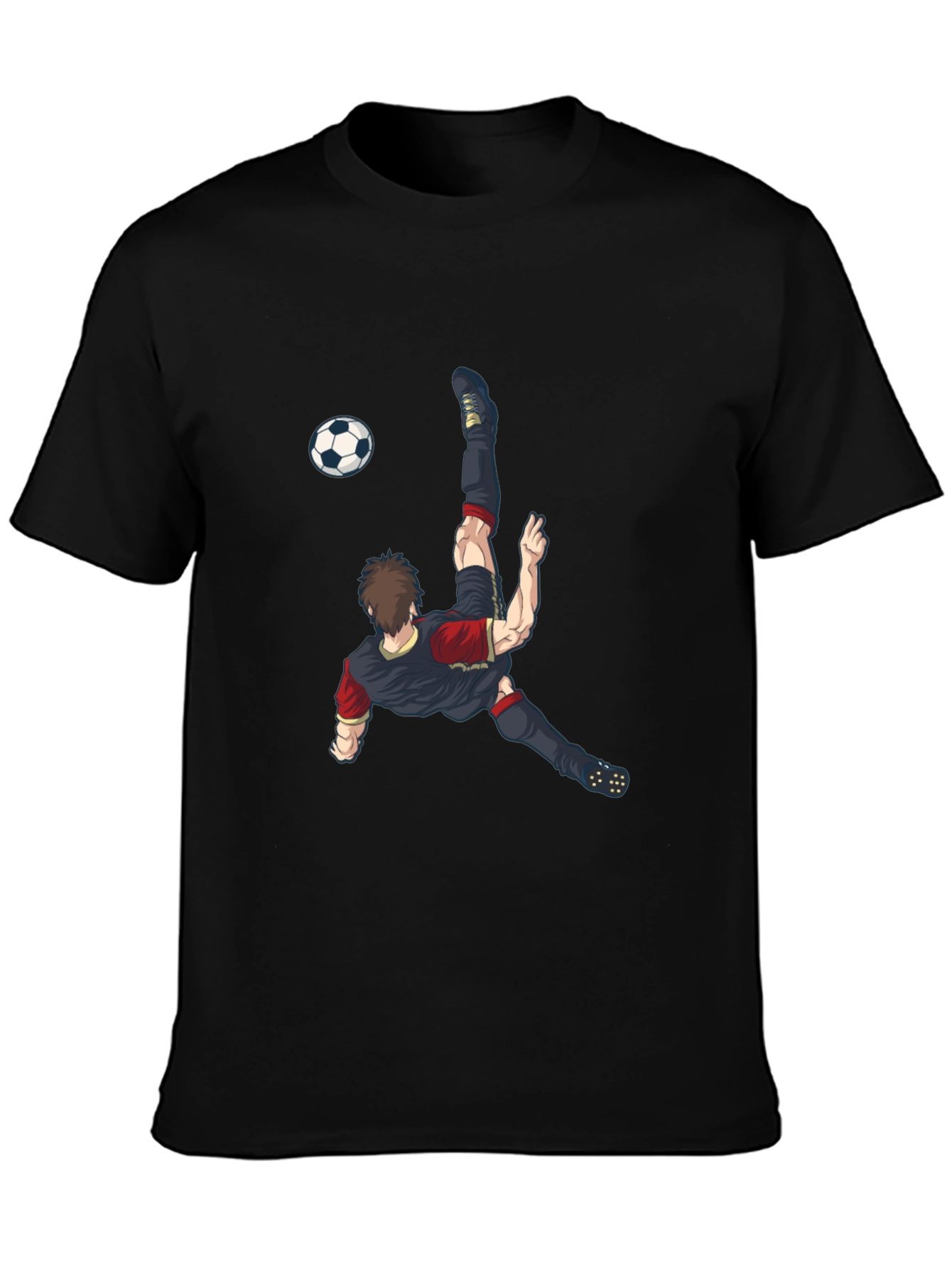 Soccer Player Graphic T-Shirt - Black