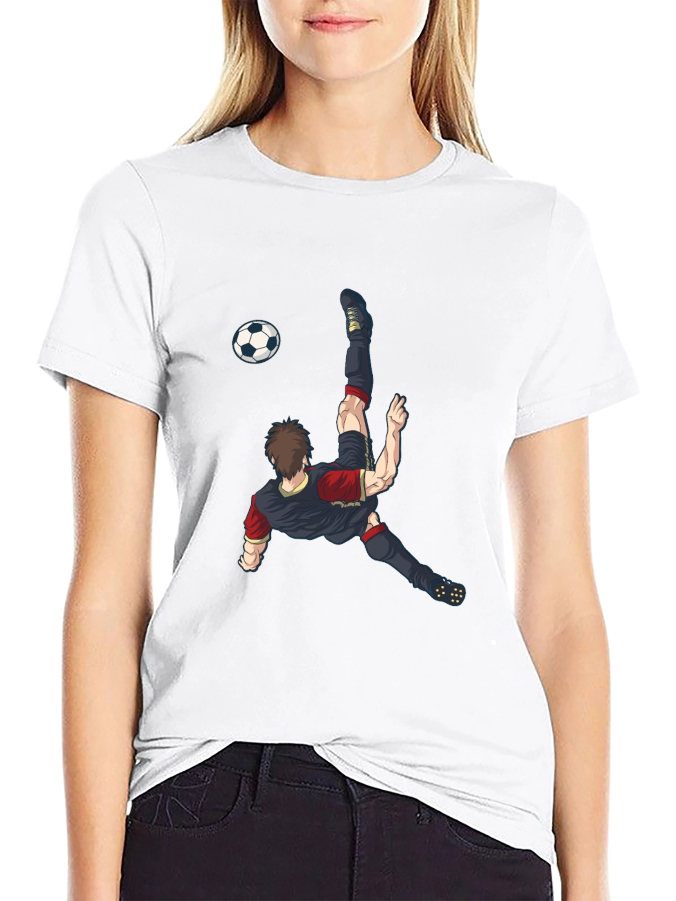Soccer Player Graphic T-Shirt - Black