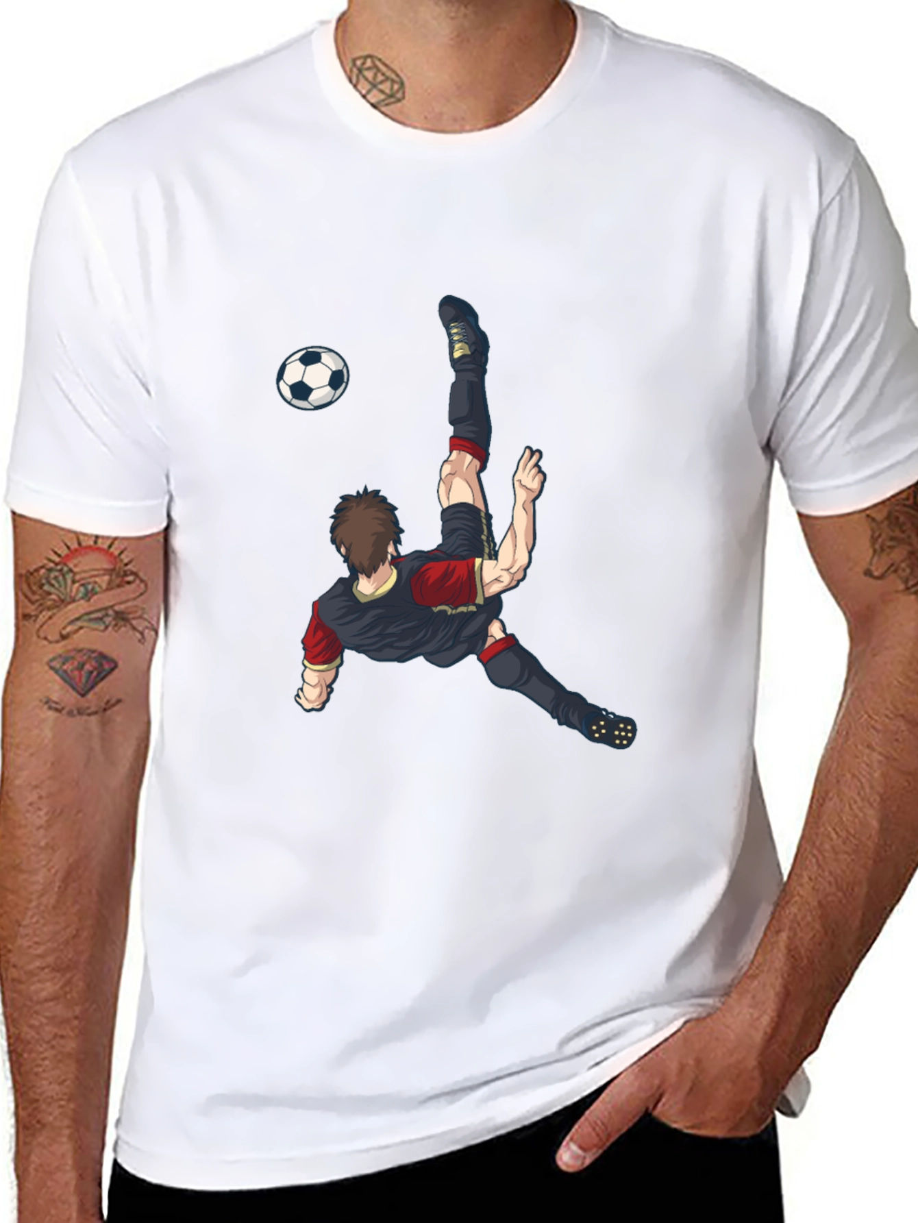 Soccer Player Graphic T-Shirt - Black