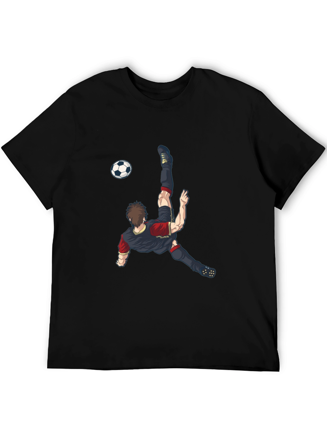 Soccer Player Graphic T-Shirt - Black
