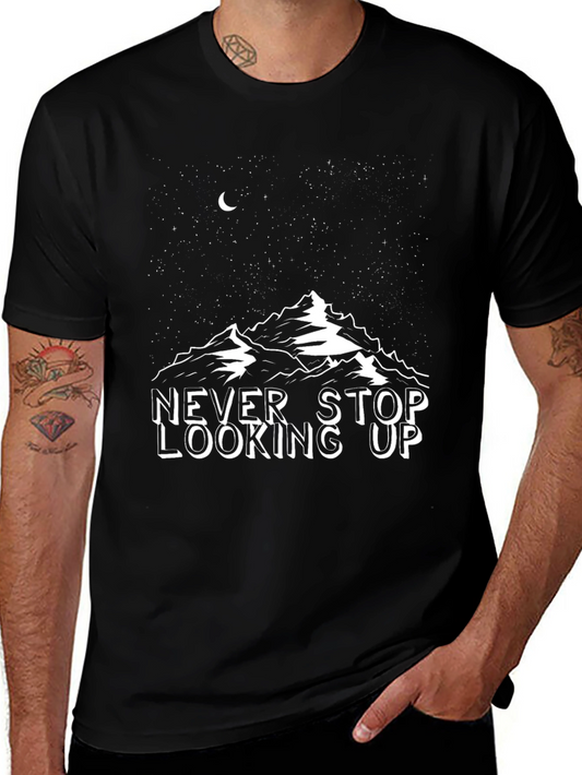 Never Stop Looking Up T-Shirt Black Mountain