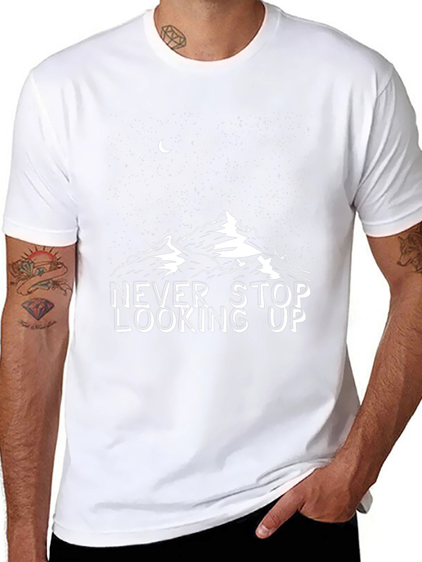 Never Stop Looking Up T-Shirt Black Mountain