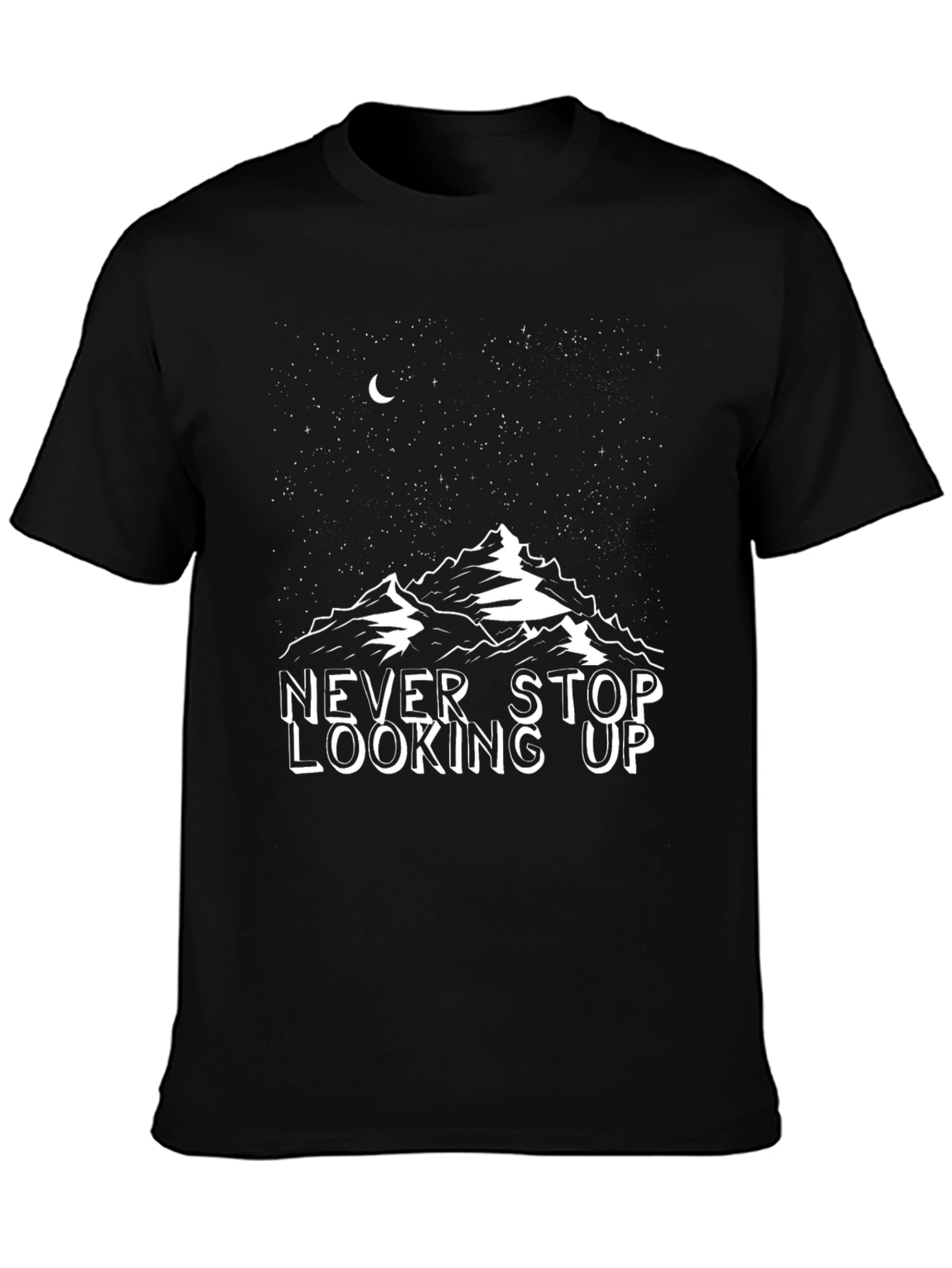 Never Stop Looking Up T-Shirt Black Mountain
