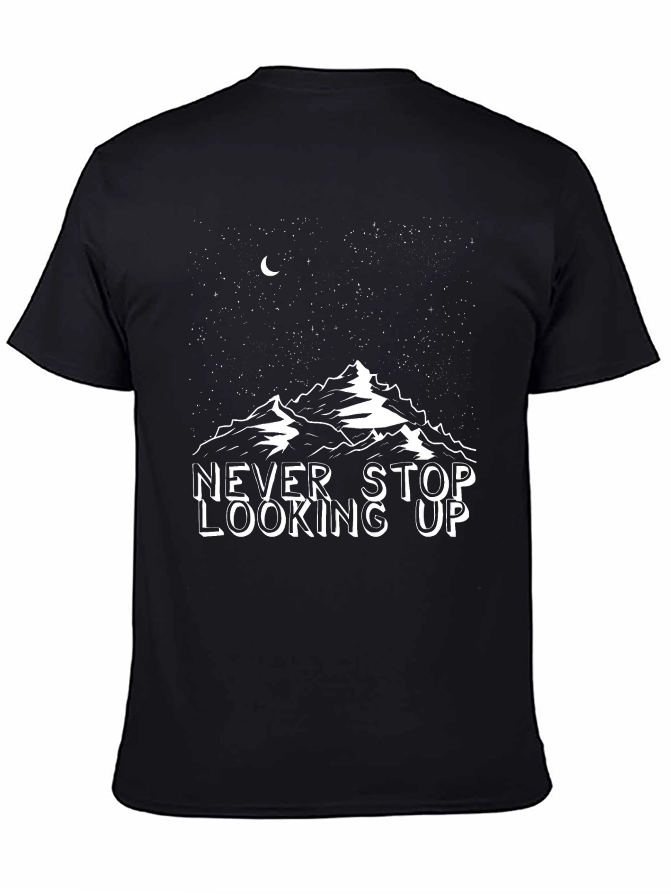 Never Stop Looking Up T-Shirt Black Mountain