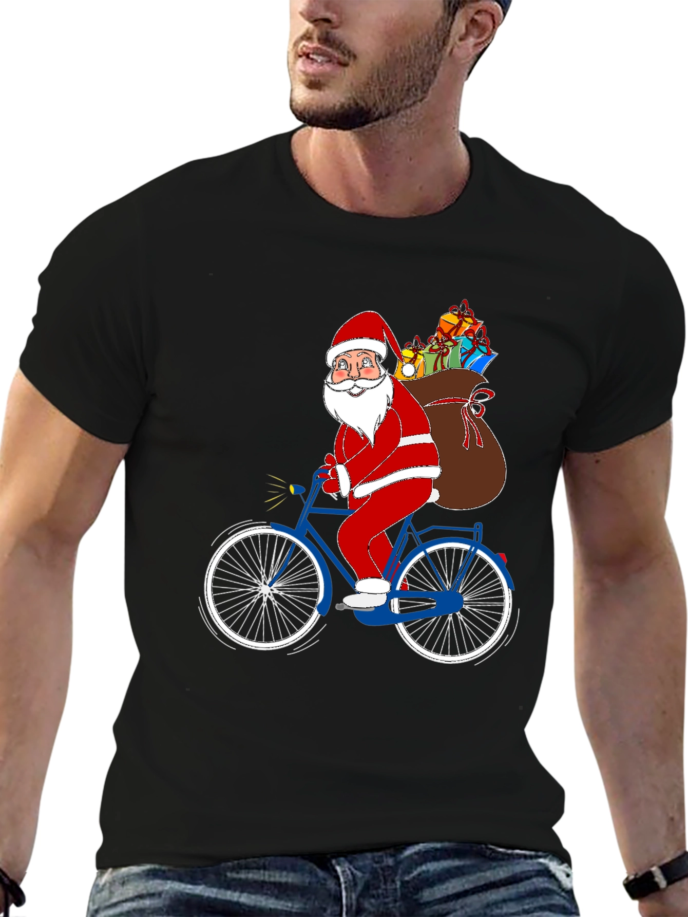 Santa on Bike Graphic Tee