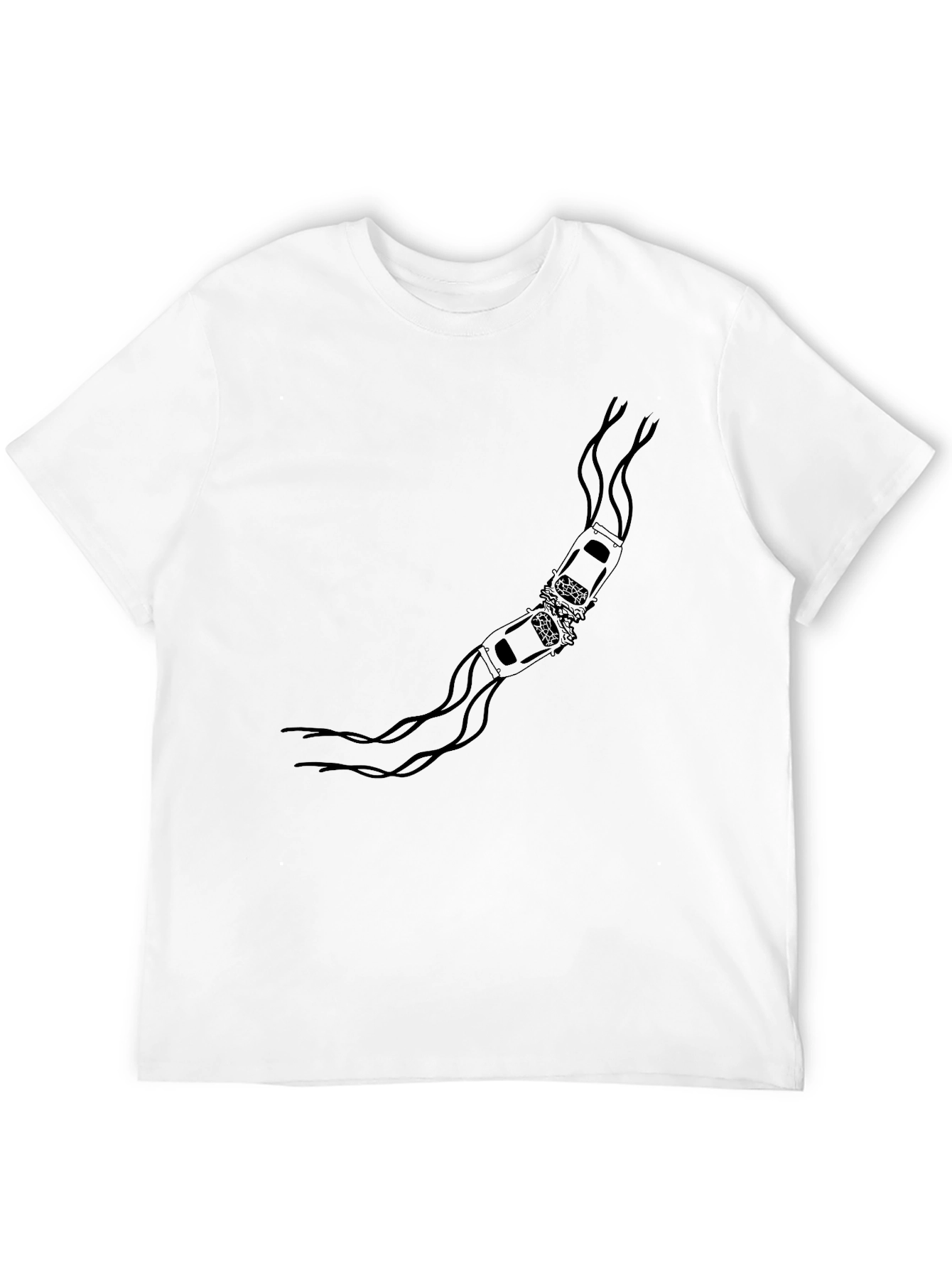 Black T-Shirt with Car Crash Design