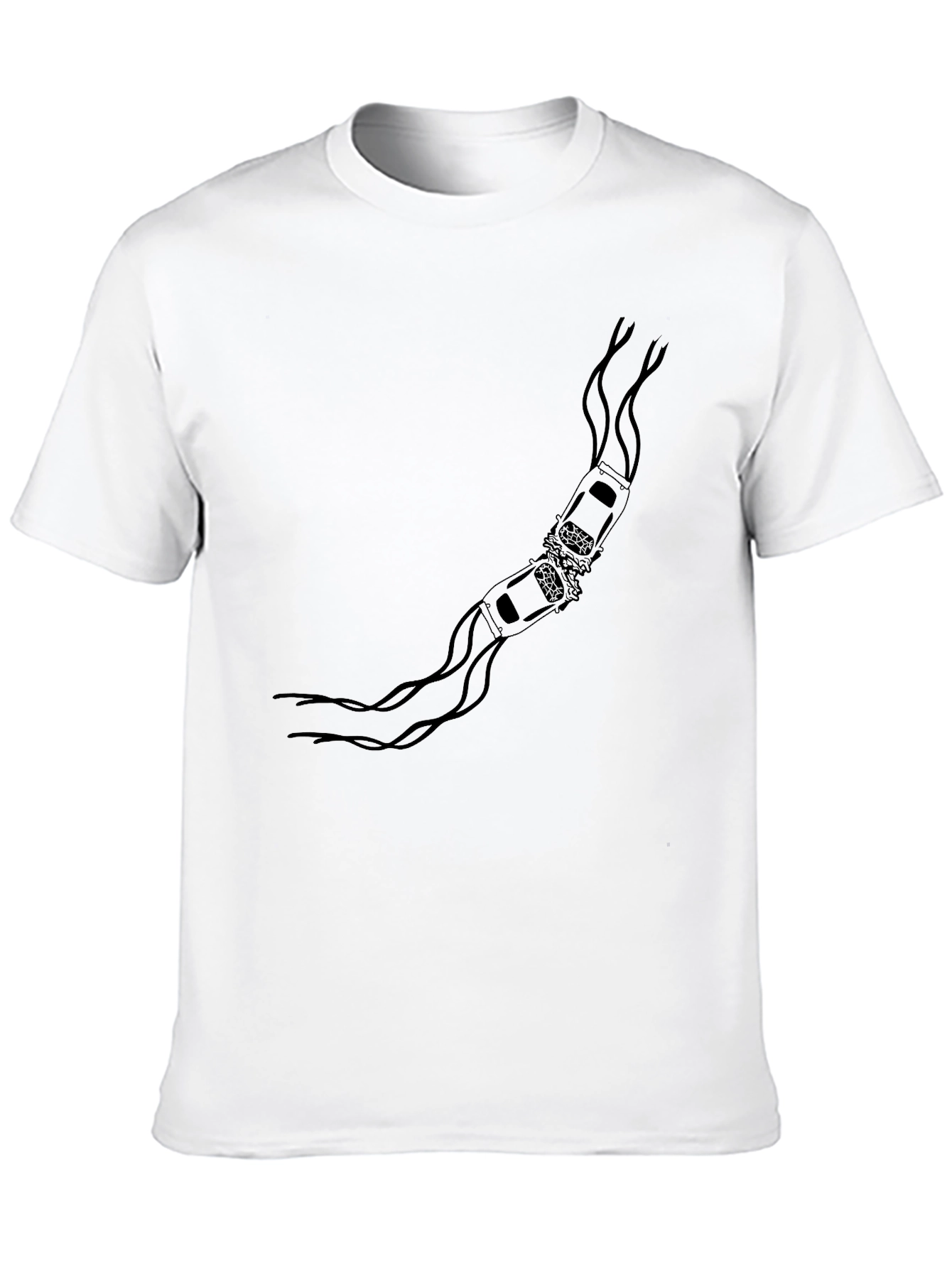 Black T-Shirt with Car Crash Design