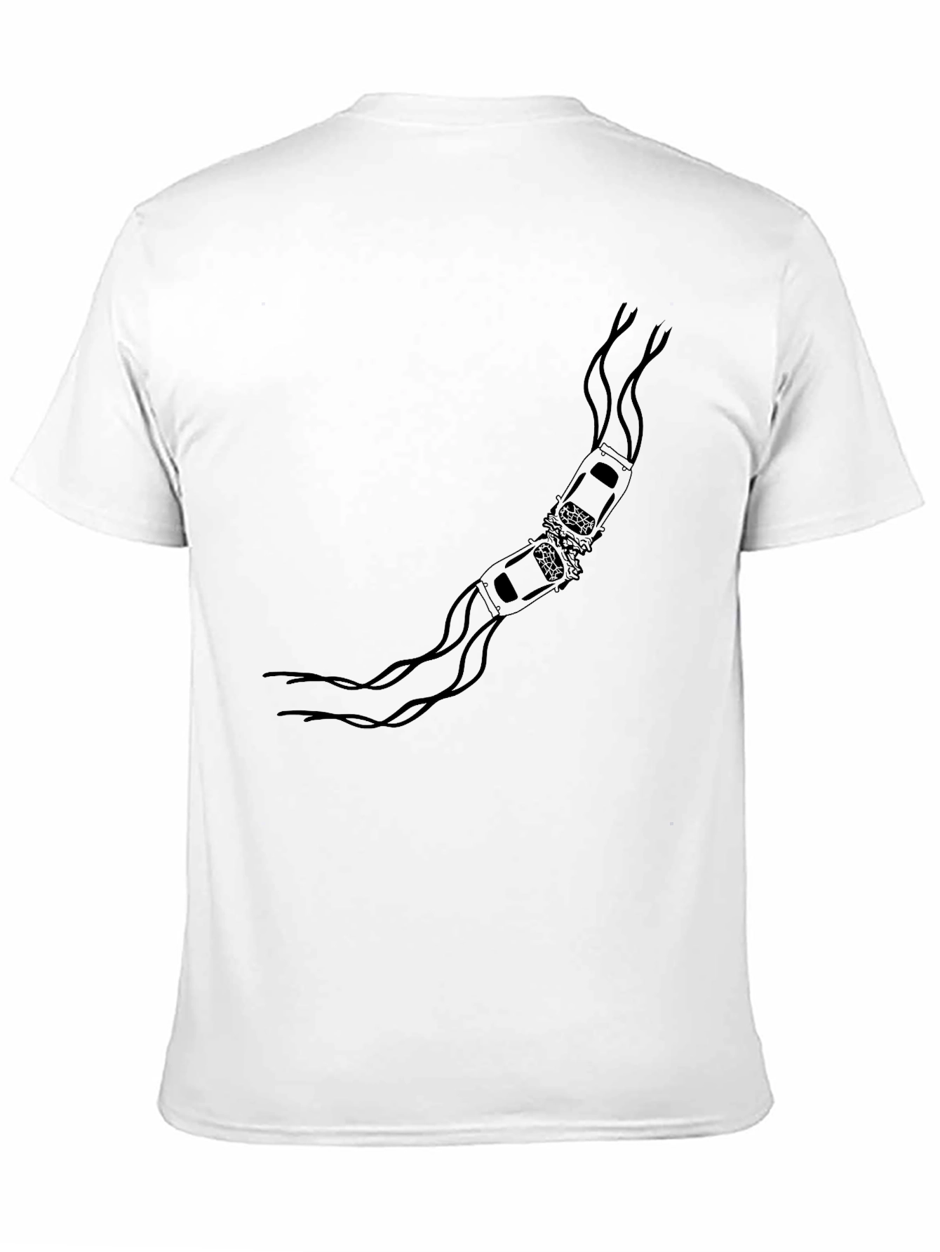 Black T-Shirt with Car Crash Design