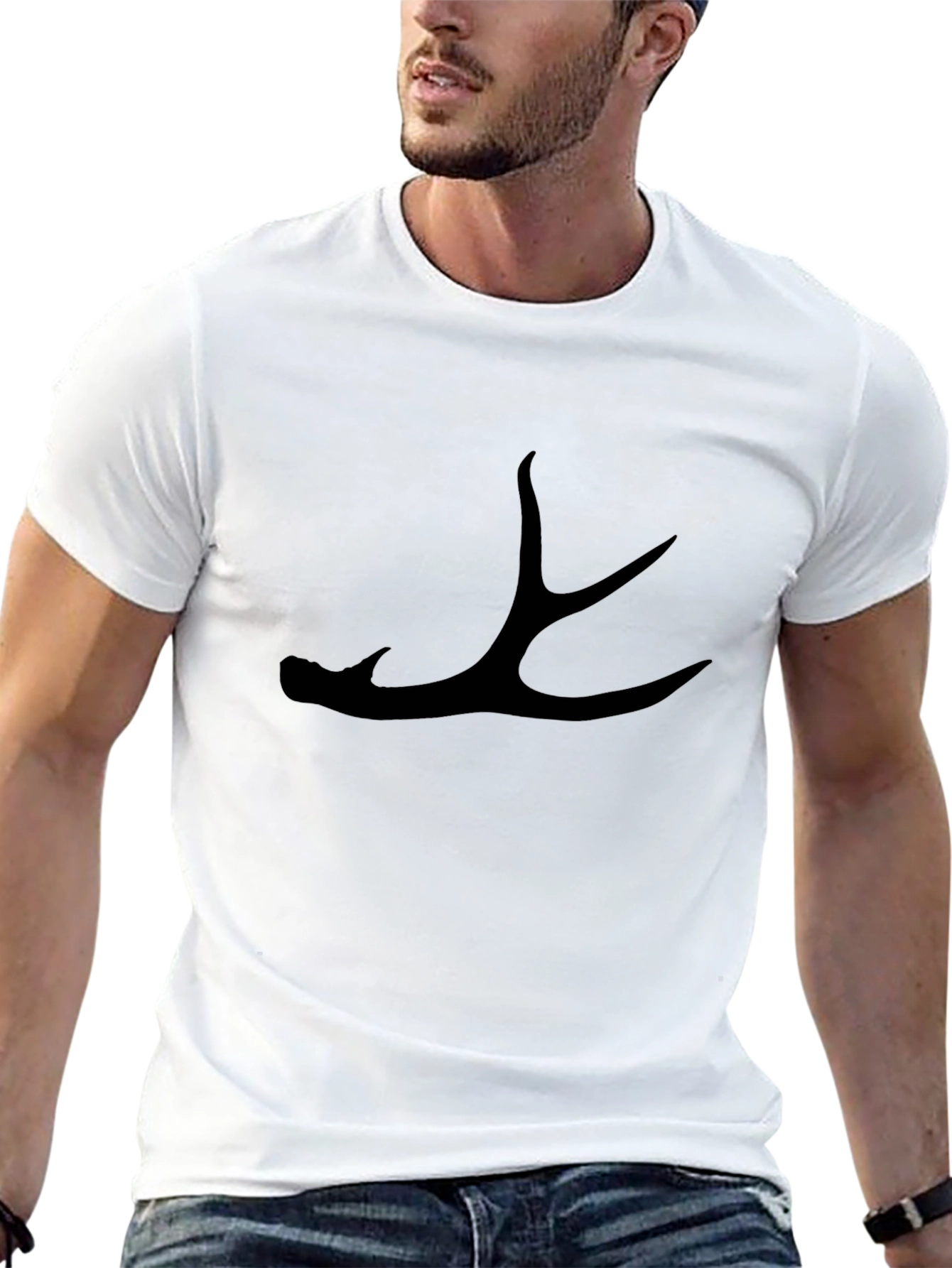 Antler Silhouette Black T-Shirt - Nature Inspired