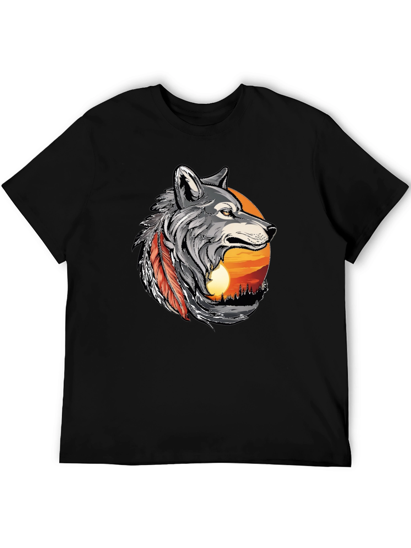 Wolf Sunset Graphic T-Shirt