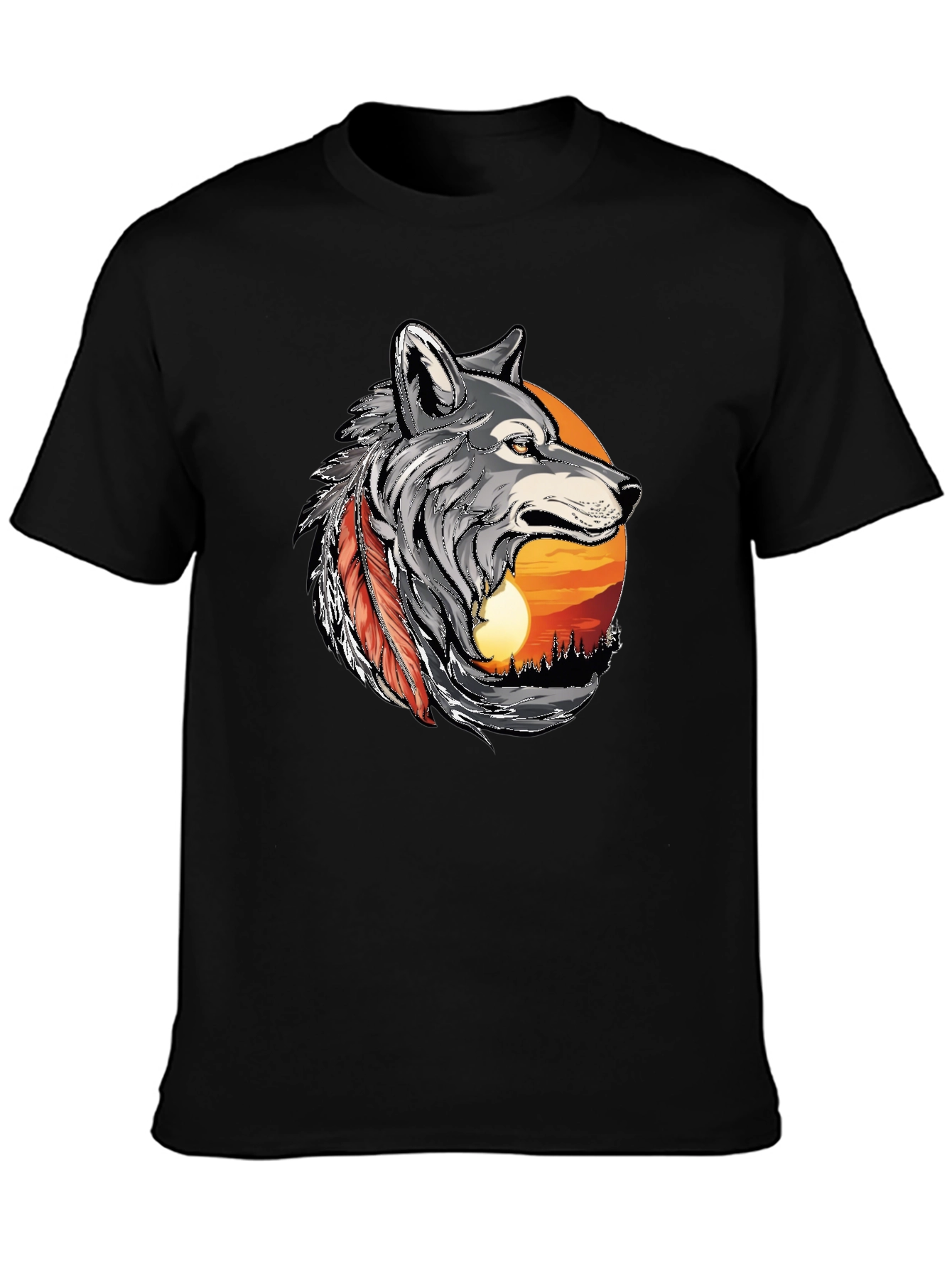 Wolf Sunset Graphic T-Shirt