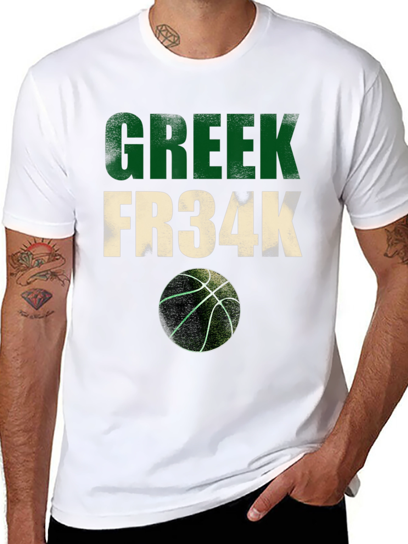 Greek Fr34k Basketball Graphic Tee
