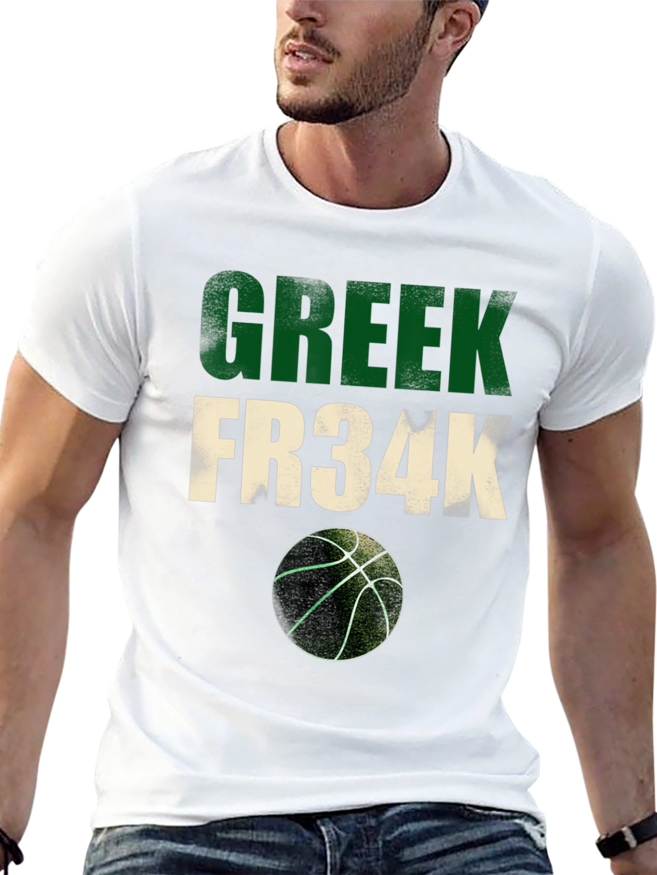 Greek Fr34k Basketball Graphic Tee