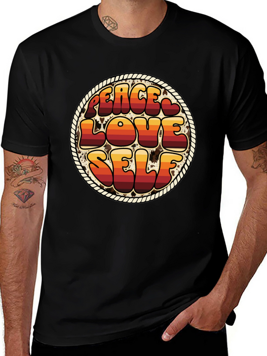 Peace Love Self Retro Graphic T-Shirt