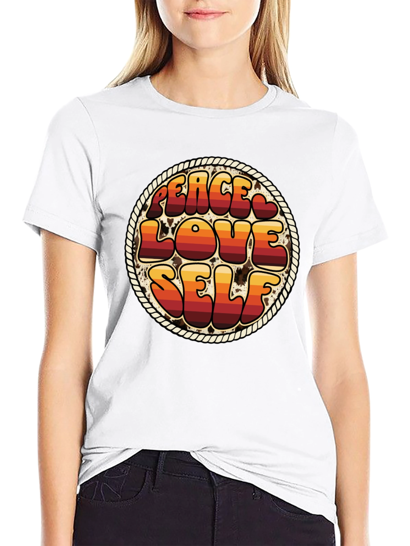 Peace Love Self Retro Graphic T-Shirt