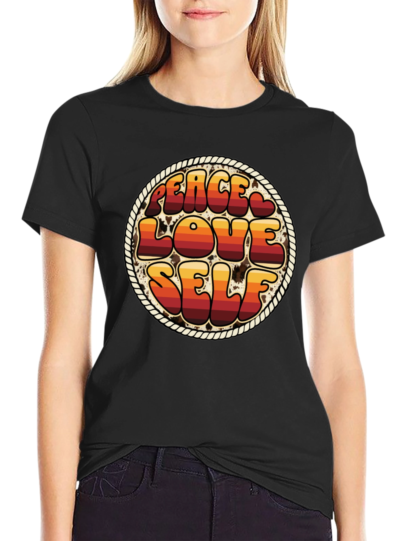 Peace Love Self Retro Graphic T-Shirt