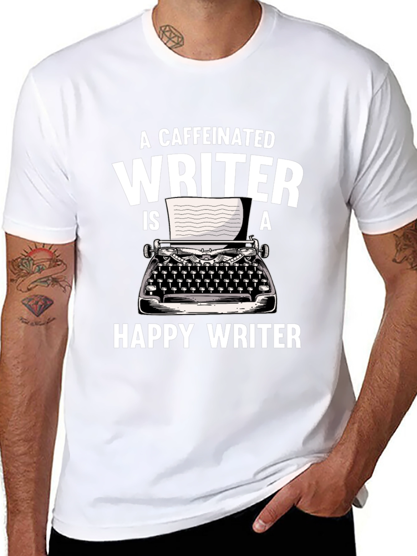 Caffeinated Writer T-Shirt - Funny Writing Tee