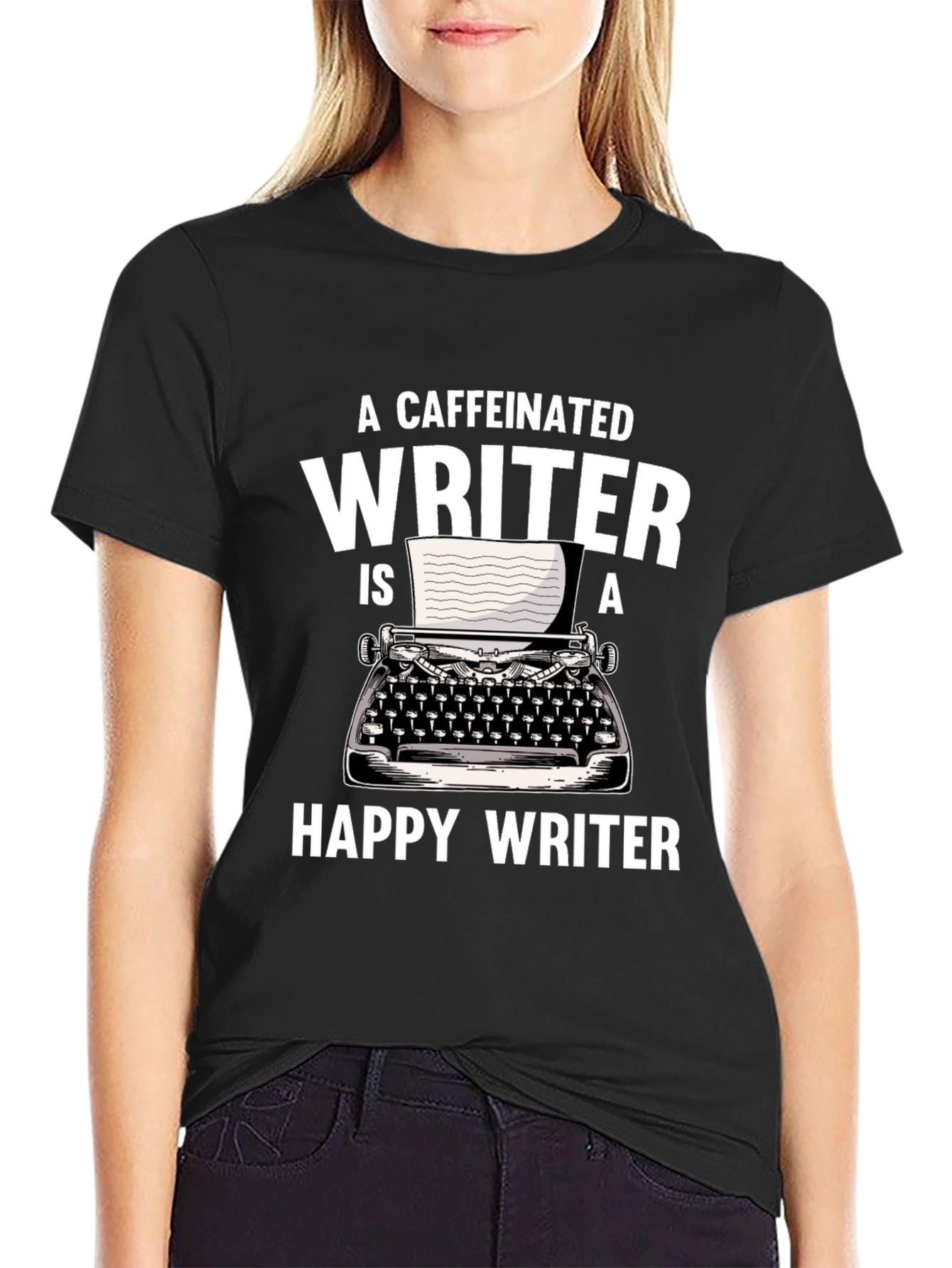 Caffeinated Writer T-Shirt - Funny Writing Tee