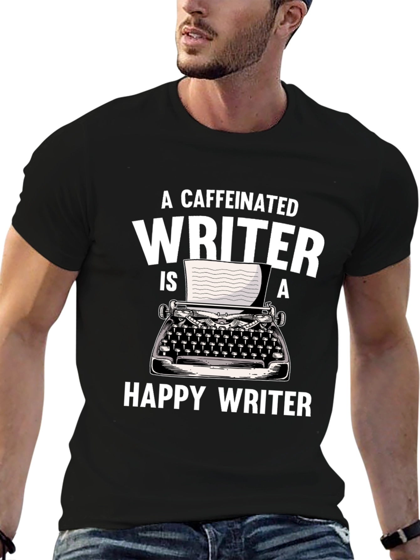 Caffeinated Writer T-Shirt - Funny Writing Tee