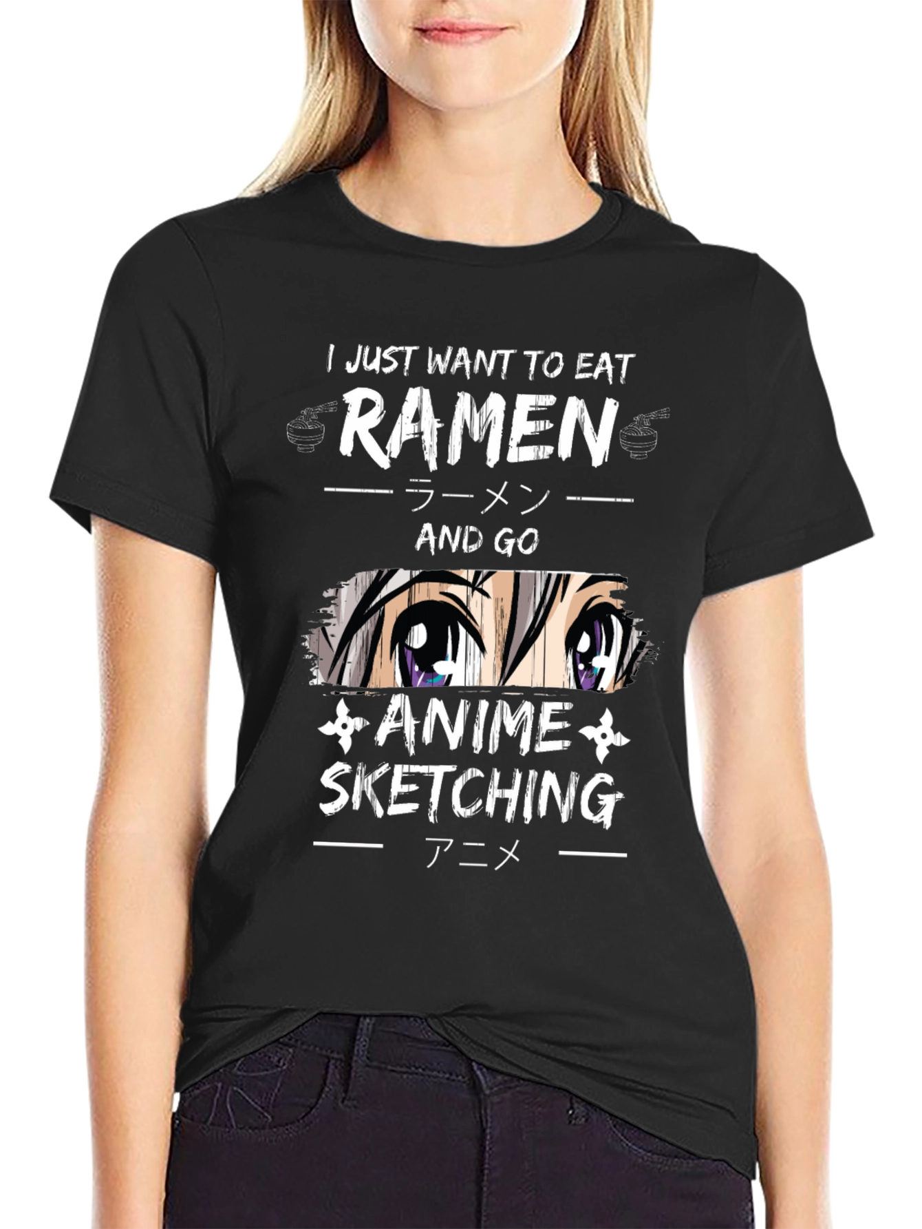 Ramen and Anime Sketching Graphic T-Shirt