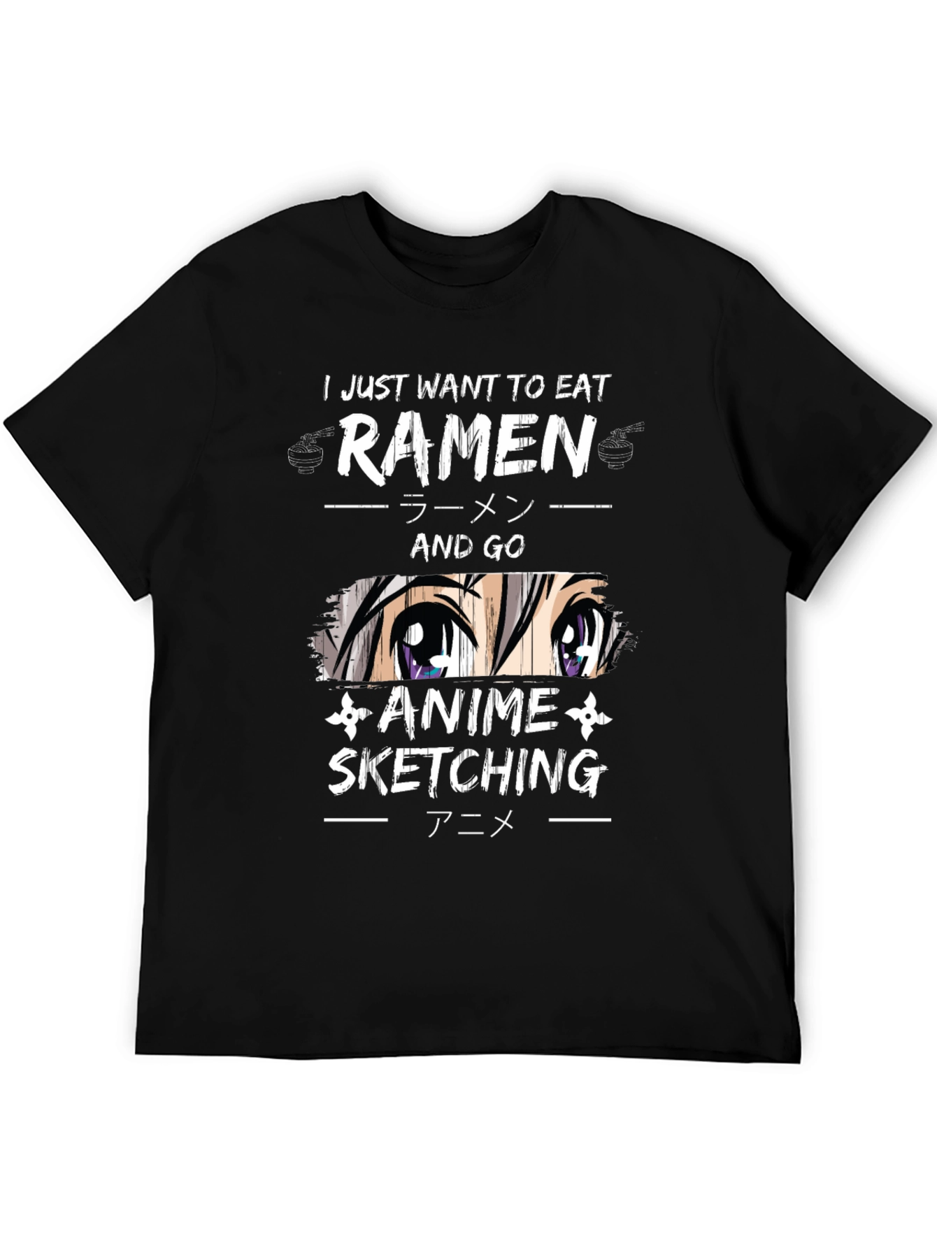 Ramen and Anime Sketching Graphic T-Shirt