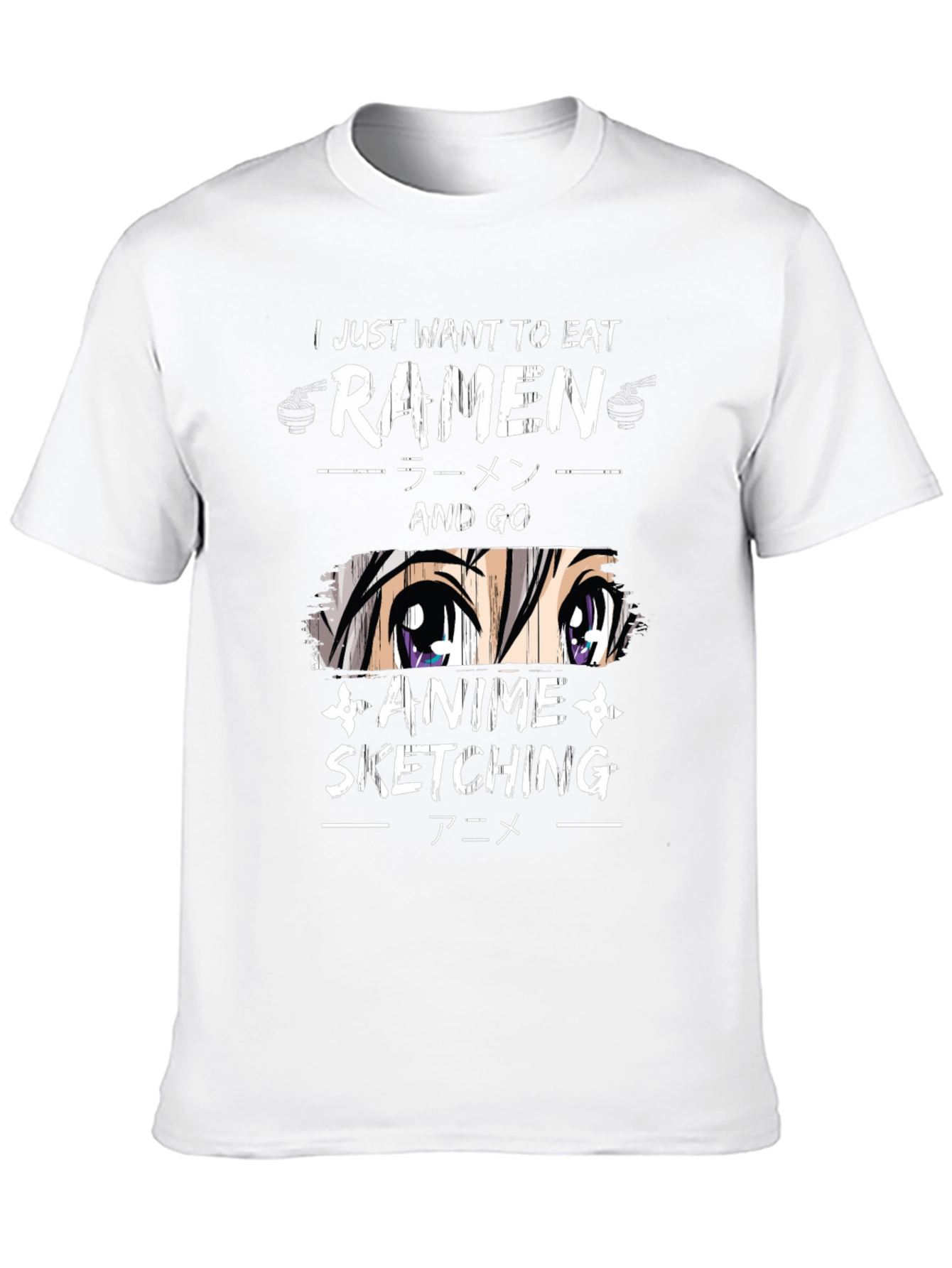 Ramen and Anime Sketching Graphic T-Shirt