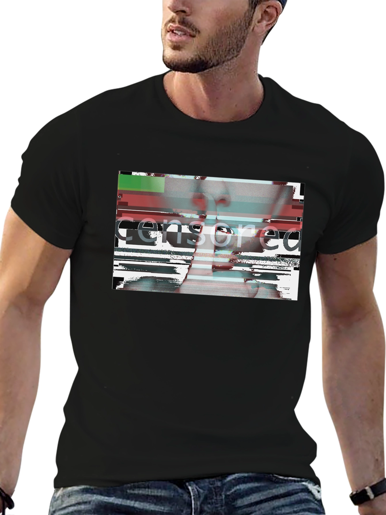 Censored Graphic Tee - Black Crew Neck T-Shirt