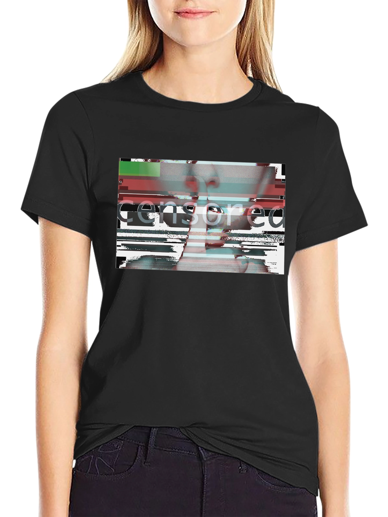 Censored Graphic Tee - Black Crew Neck T-Shirt