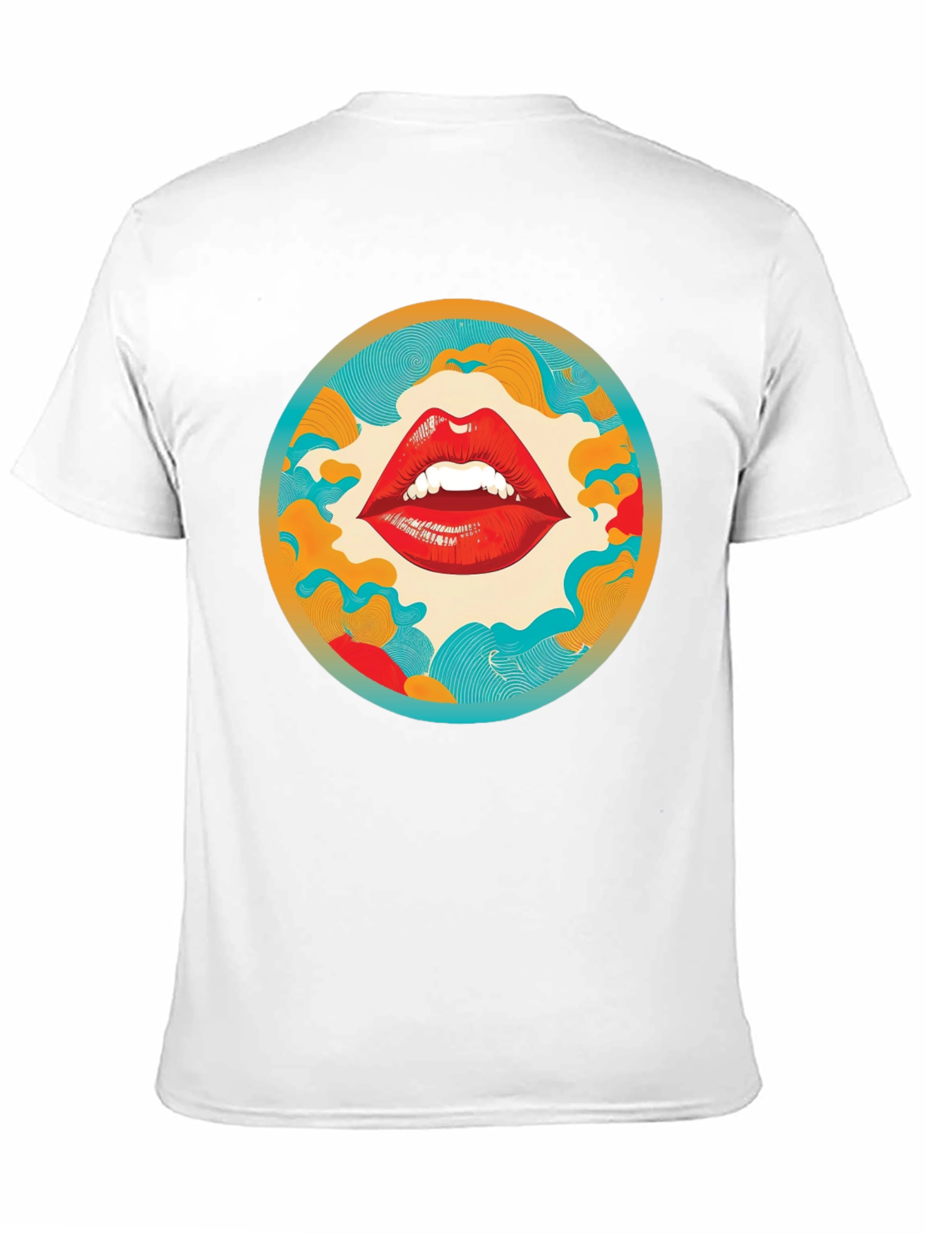 Graphic Lips Print Crew Neck Tee