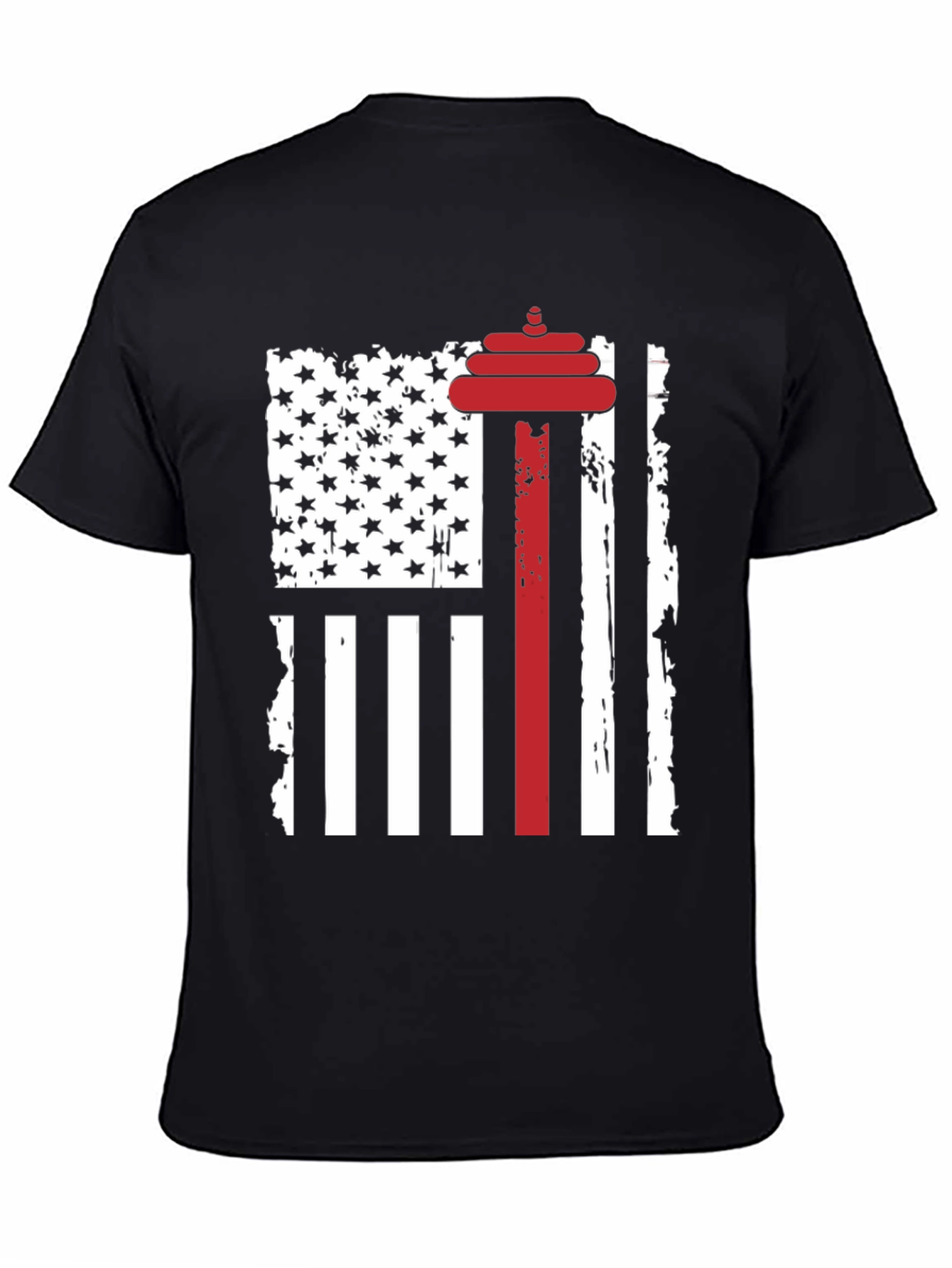 Patriotic Weightlifting T-Shirt - USA Flag Barbell Design