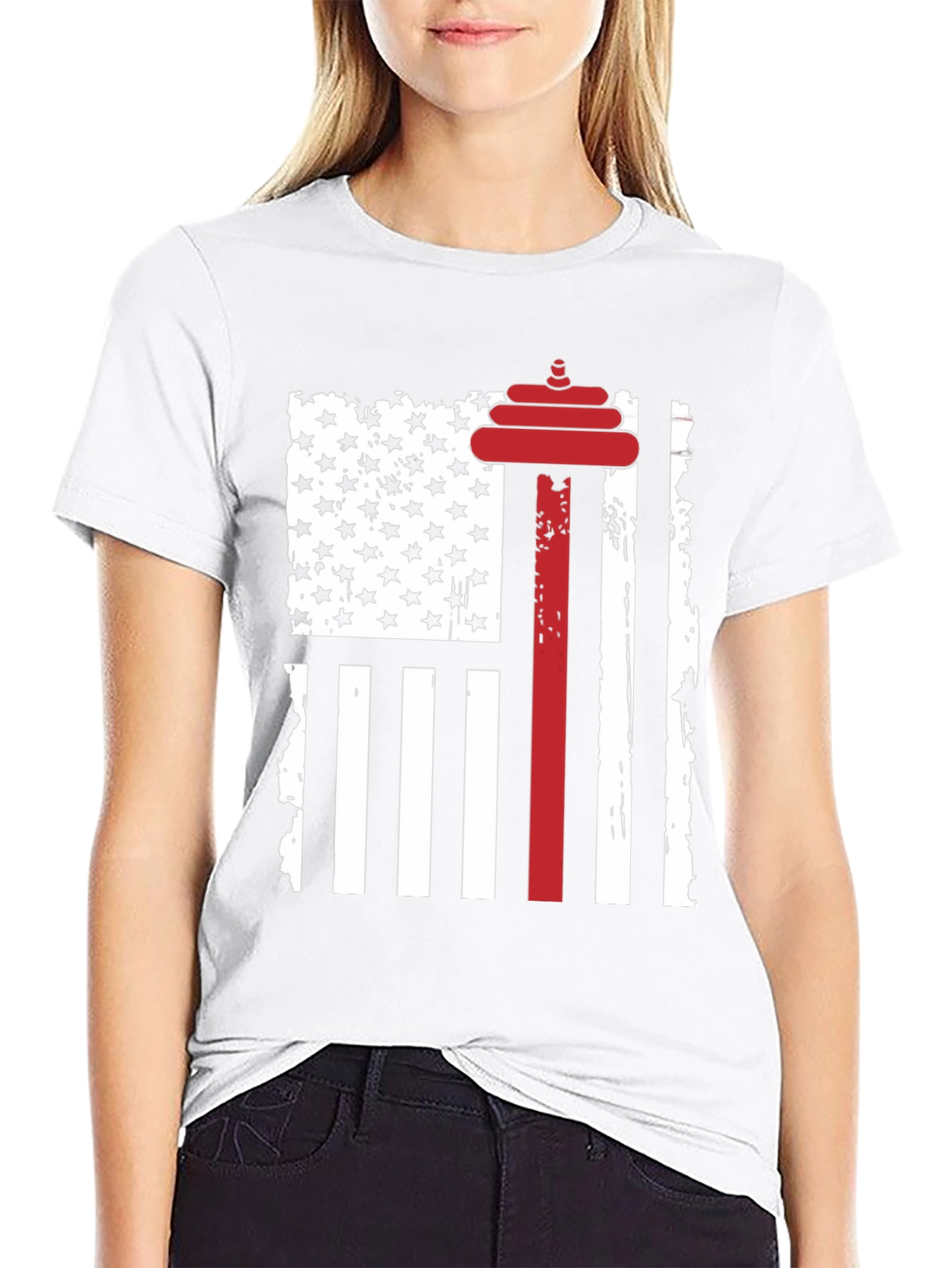 Patriotic Weightlifting T-Shirt - USA Flag Barbell Design