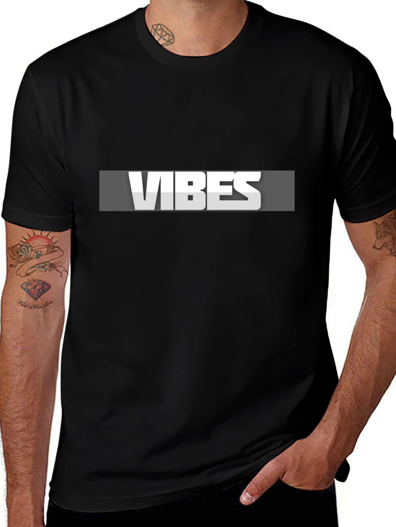 Vibes Graphic Tee - Stylish Black Casual T-Shirt