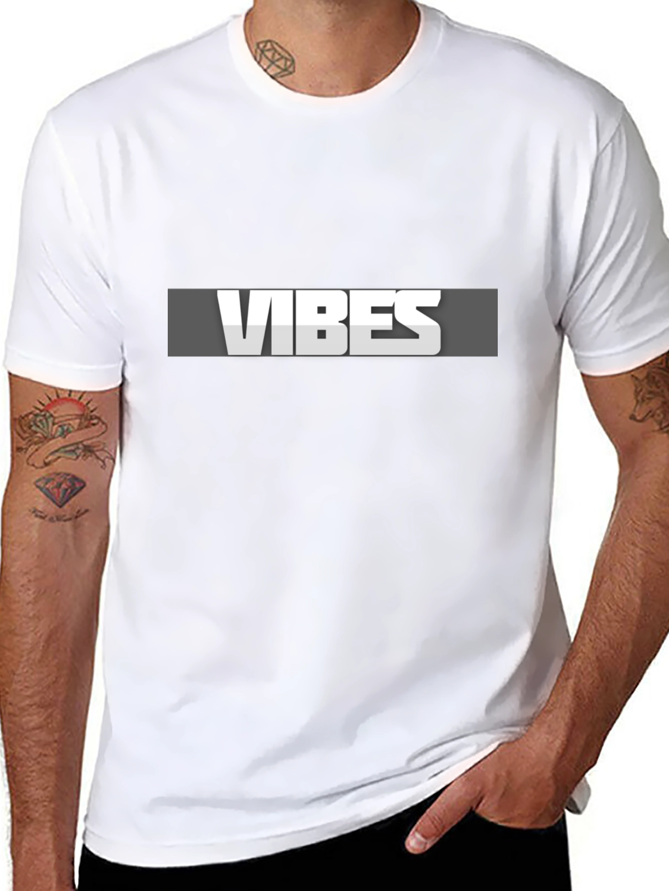 Vibes Graphic Tee - Stylish Black Casual T-Shirt