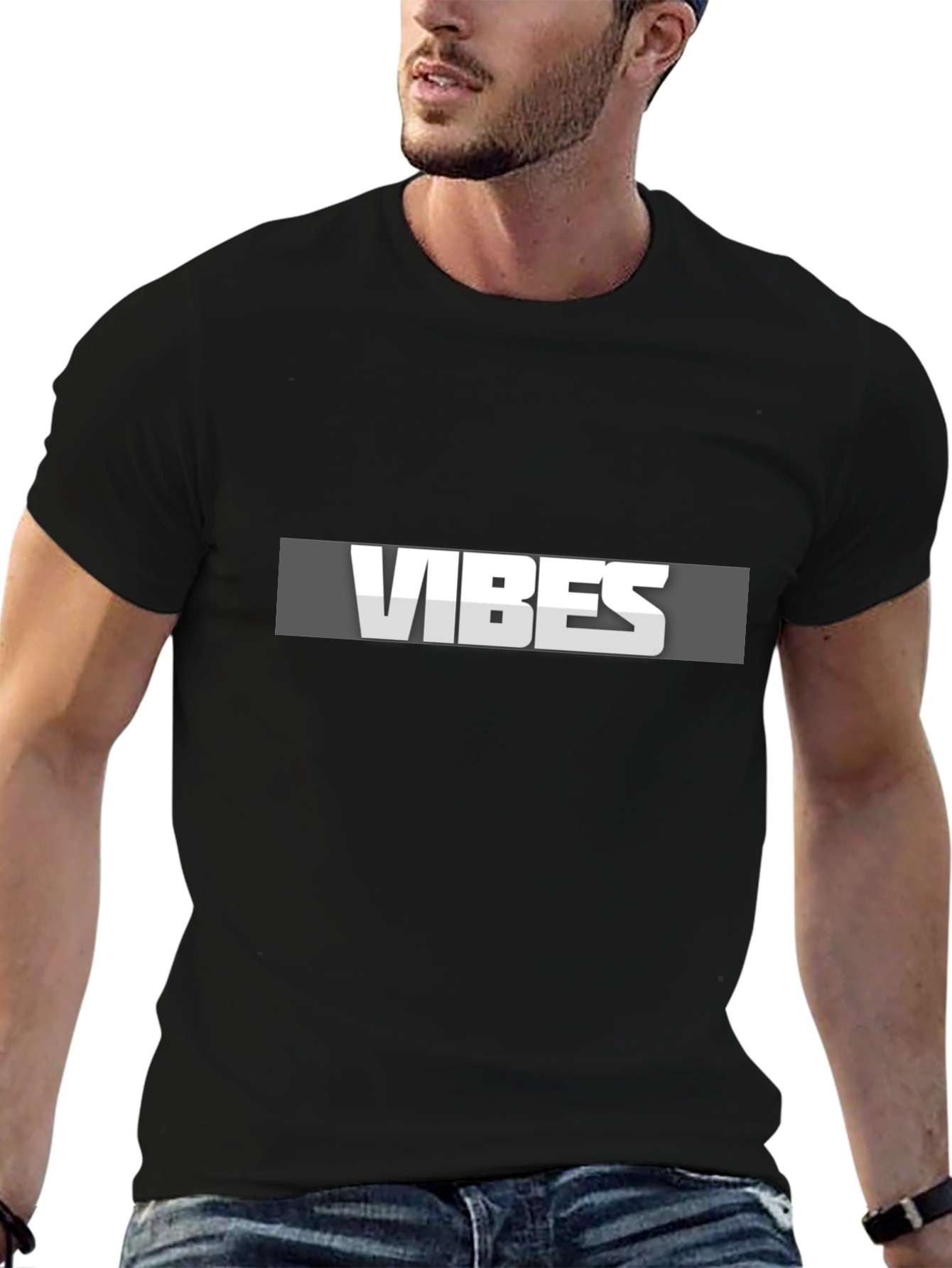 Vibes Graphic Tee - Stylish Black Casual T-Shirt