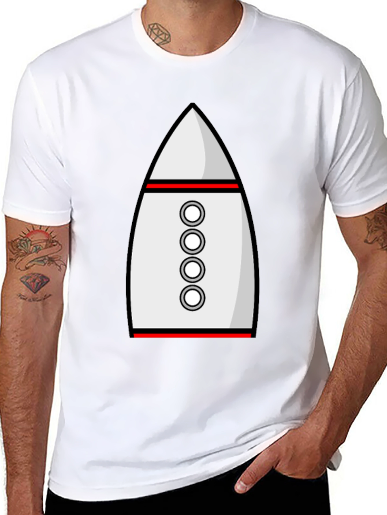 Rocket Ship Graphic Tee - Sci-Fi Style