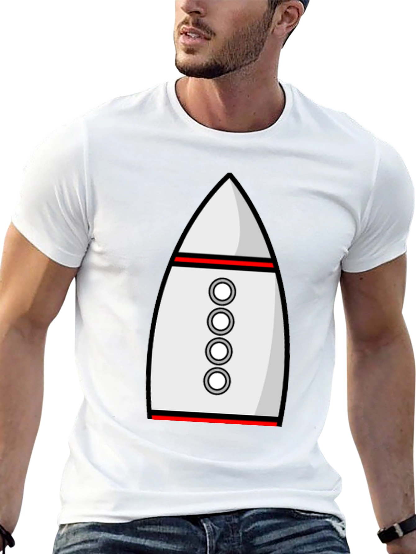 Rocket Ship Graphic Tee - Sci-Fi Style