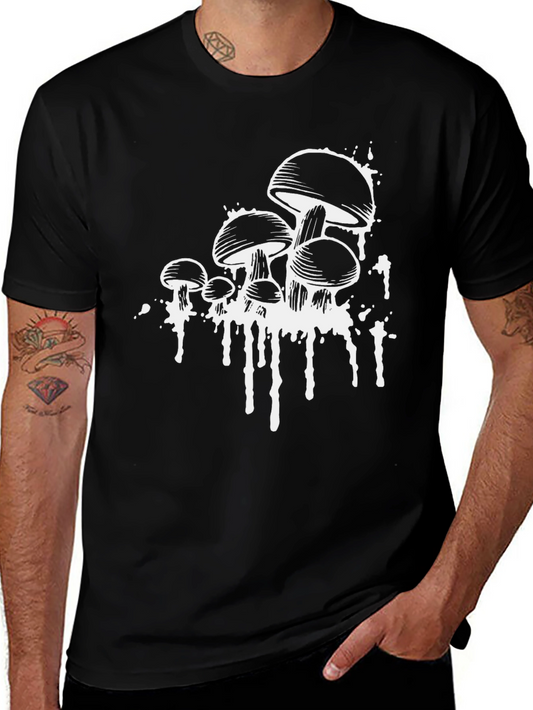 Mushroom Graphic Tee - Black Cotton Blend
