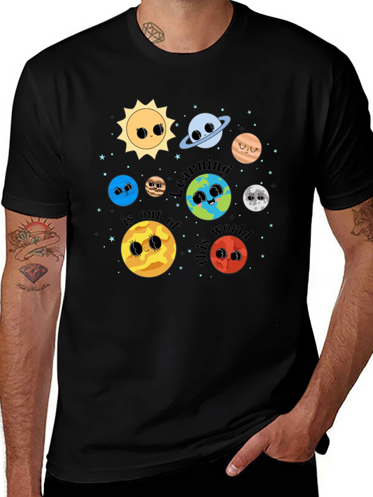 Cute Planets Graphic T-Shirt Space Learning Shirt