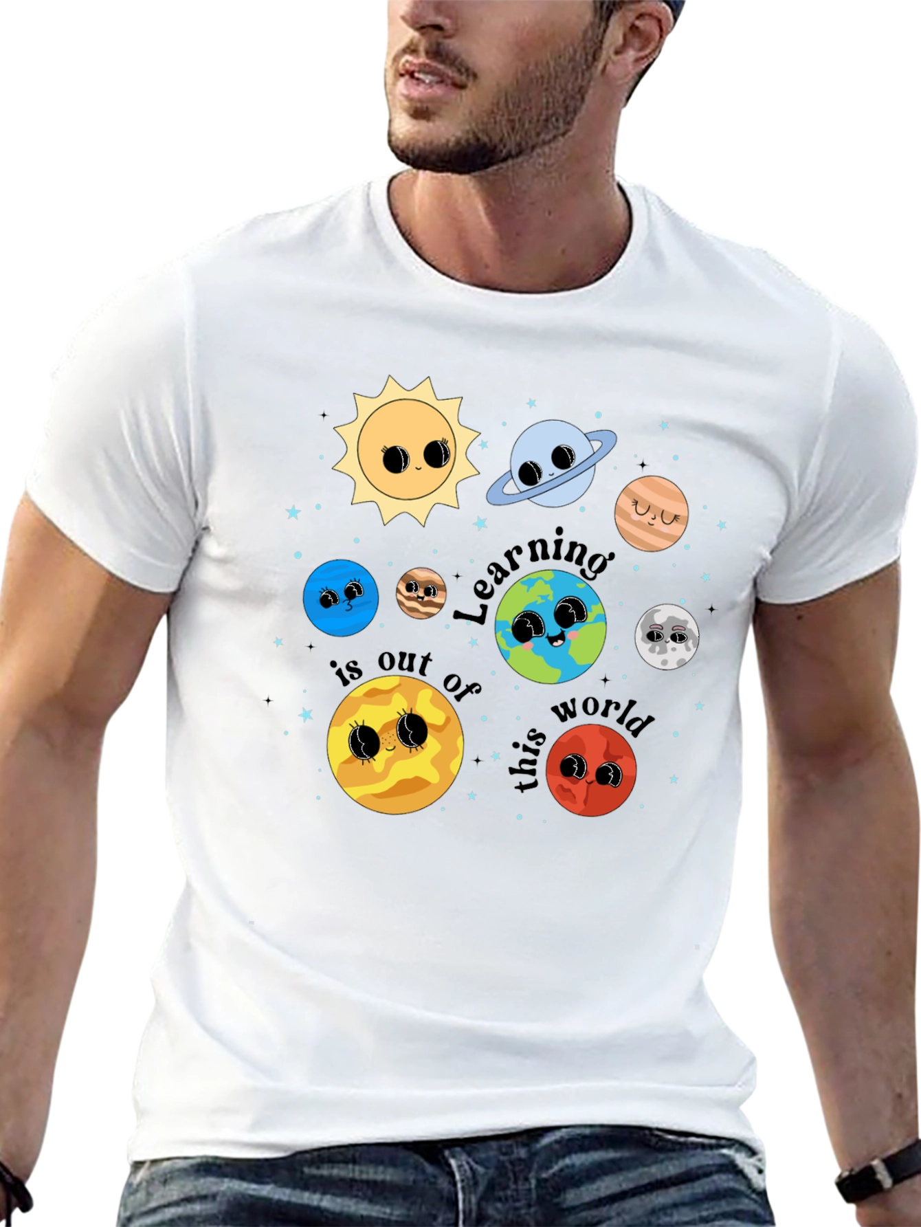 Cute Planets Graphic T-Shirt Space Learning Shirt