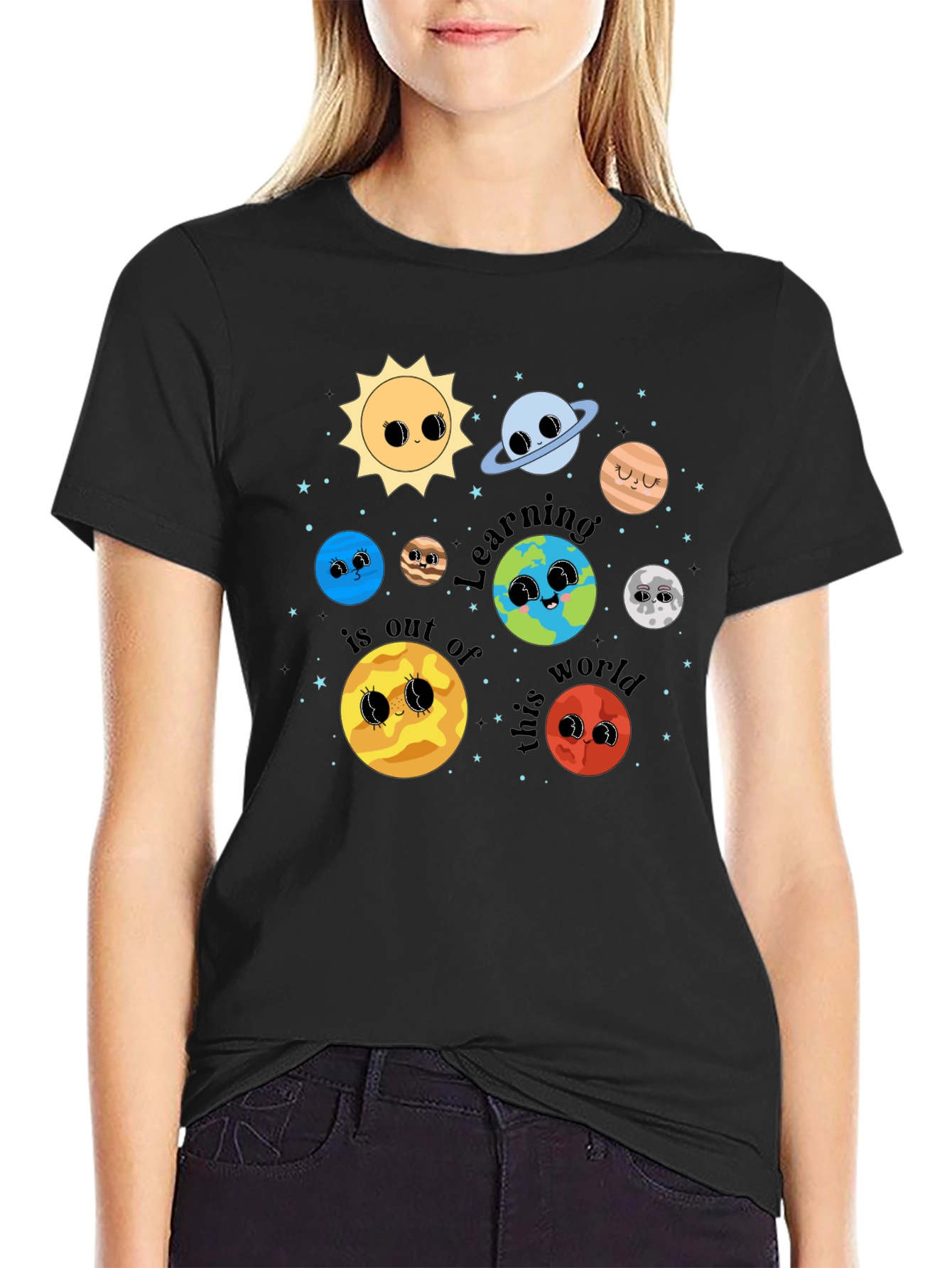 Cute Planets Graphic T-Shirt Space Learning Shirt