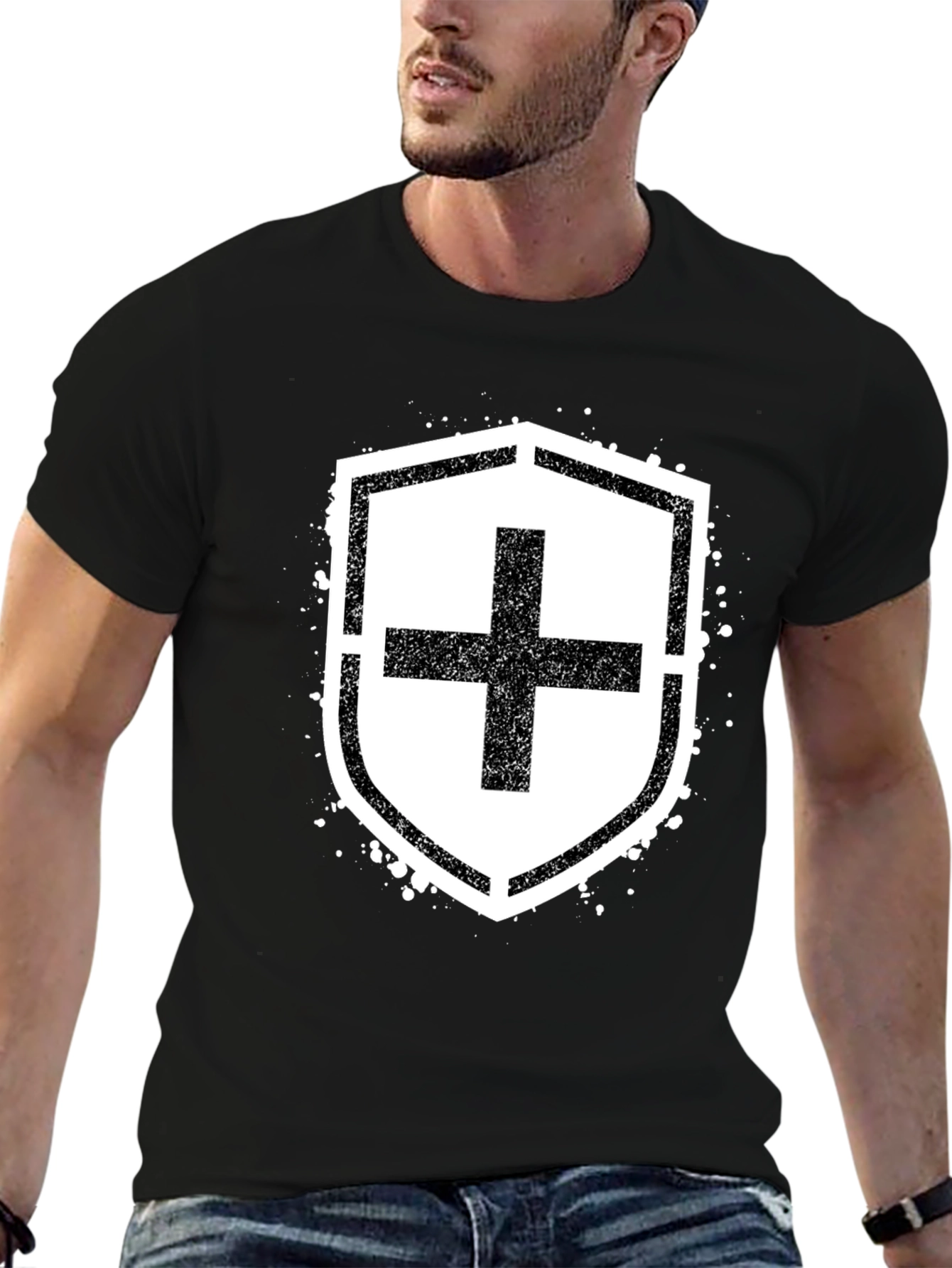 Grunge Shield Plus Graphic T-Shirt