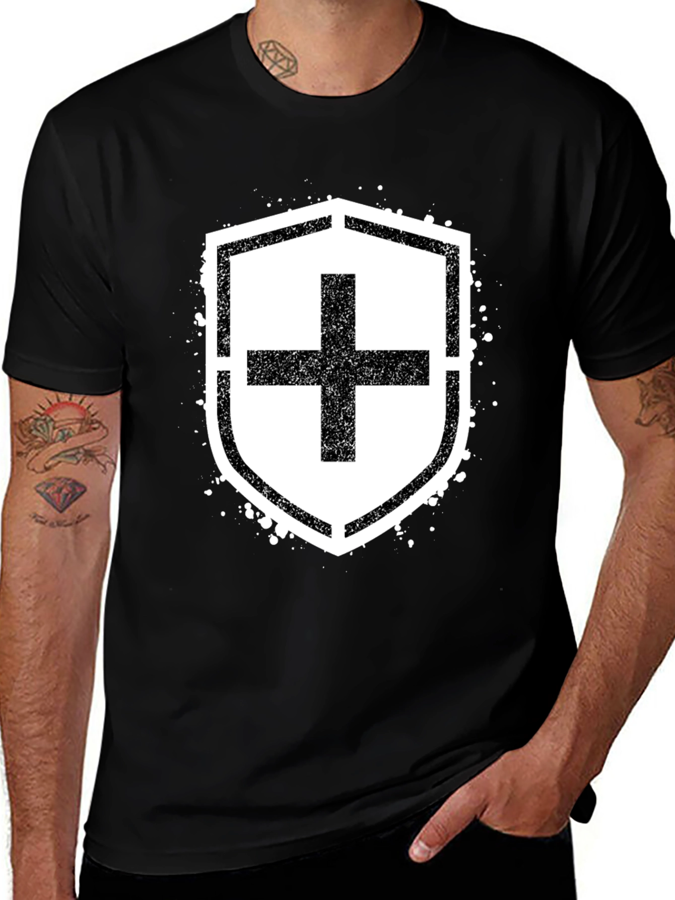 Grunge Shield Plus Graphic T-Shirt