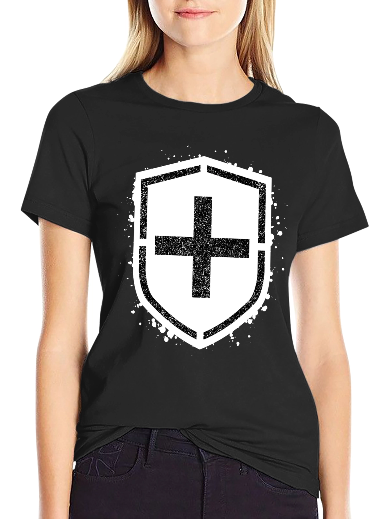 Grunge Shield Plus Graphic T-Shirt