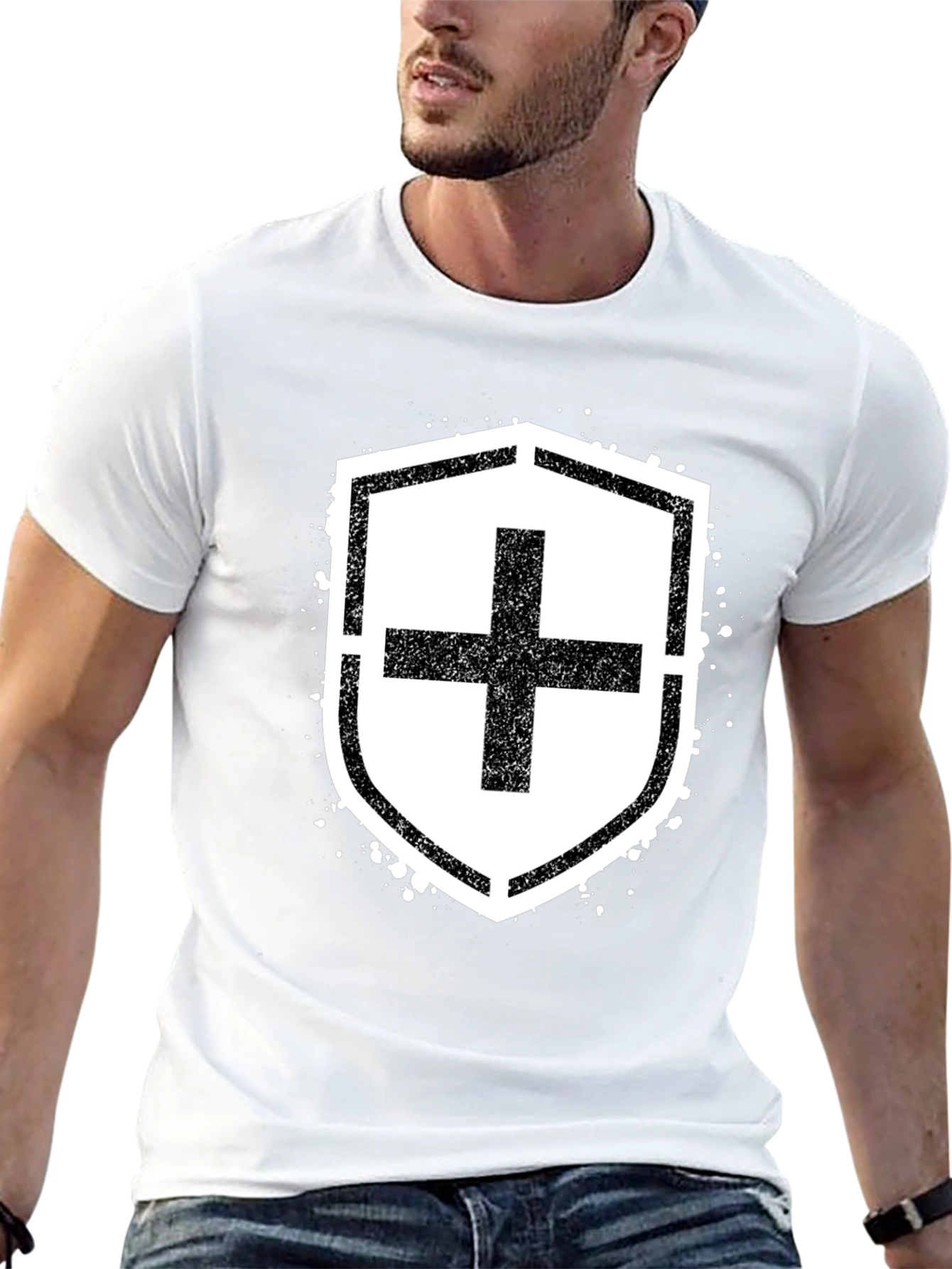 Grunge Shield Plus Graphic T-Shirt