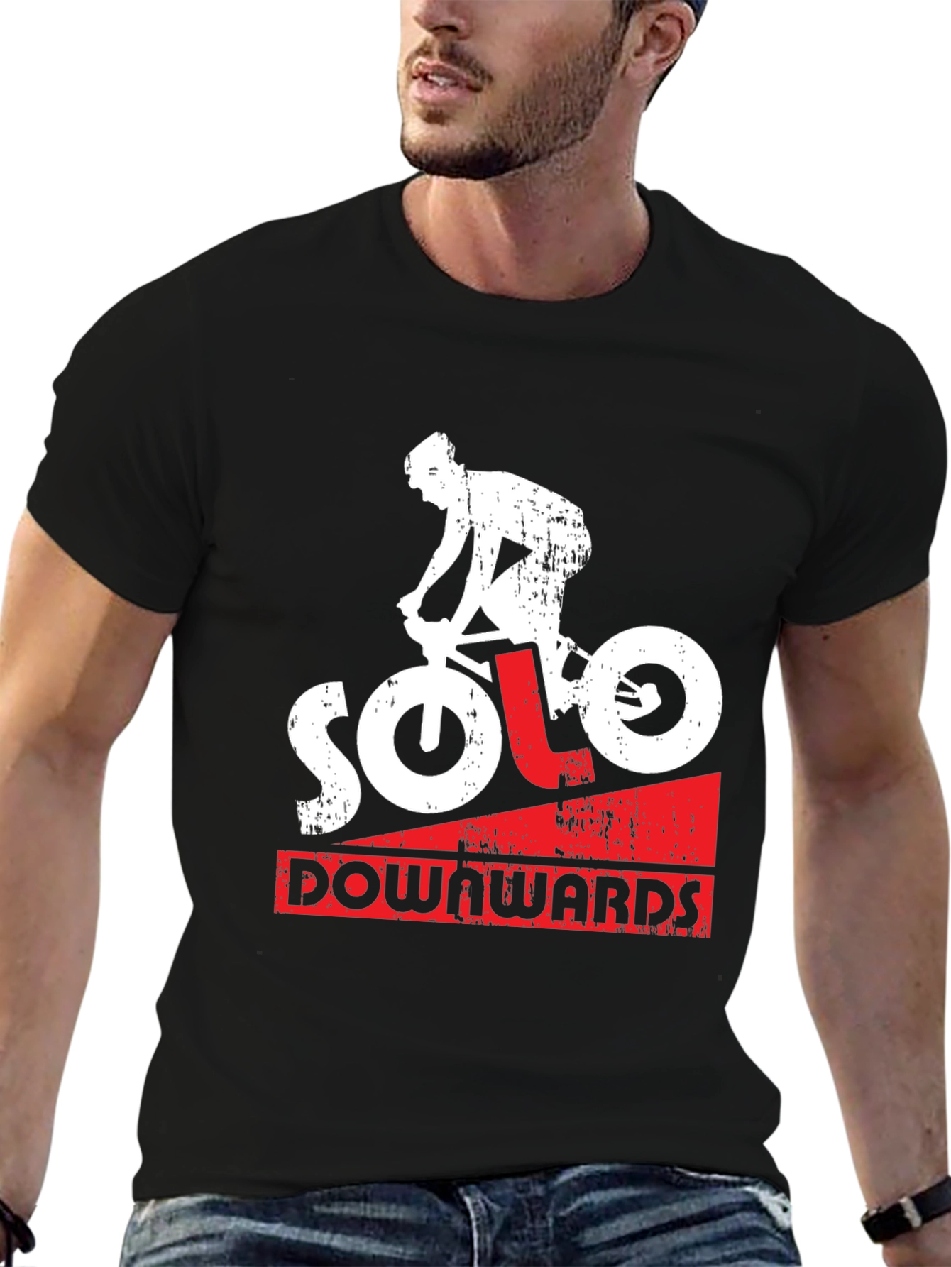Solo Downwards Graphic Tee - Mountain Bike Design