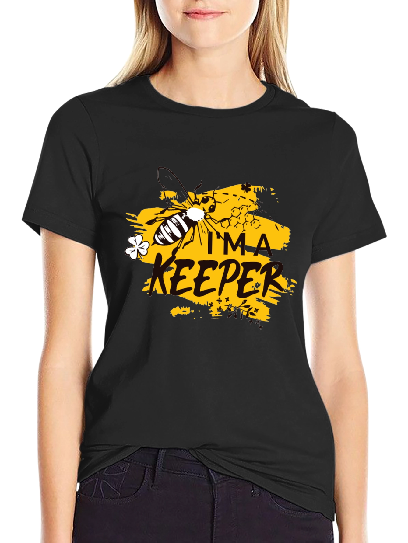 Im A Keeper Graphic Tee - Black Cotton T-Shirt