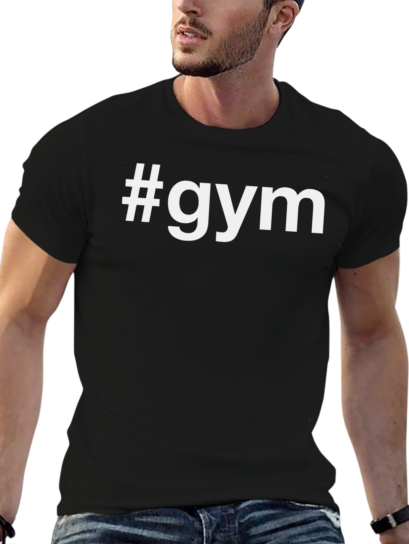 #gym Black Graphic Tee - Workout Motivation Shirt