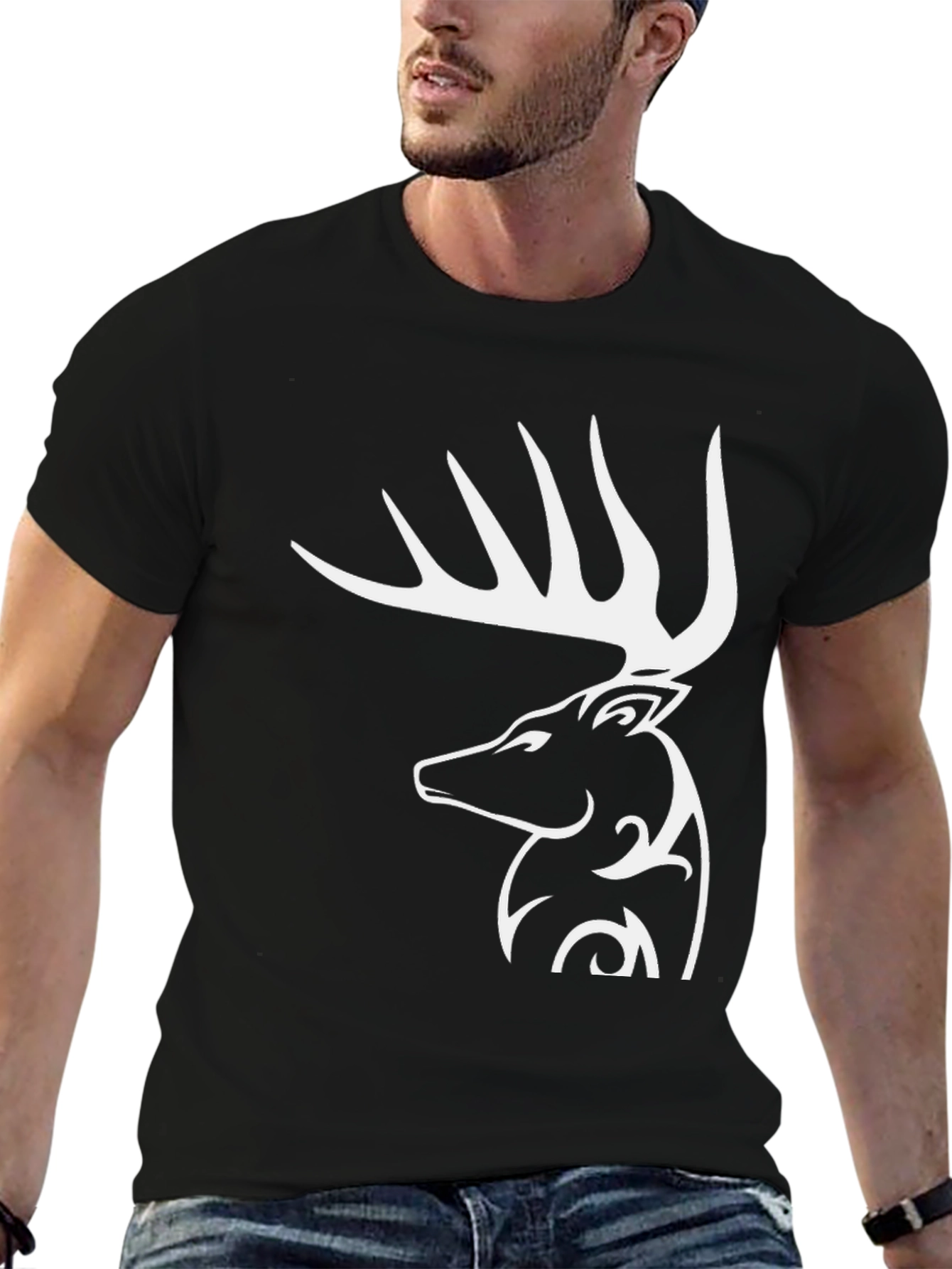 Deer Graphic Black T-Shirt