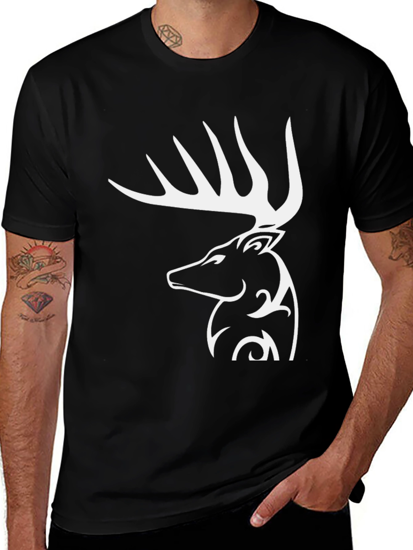 Deer Graphic Black T-Shirt