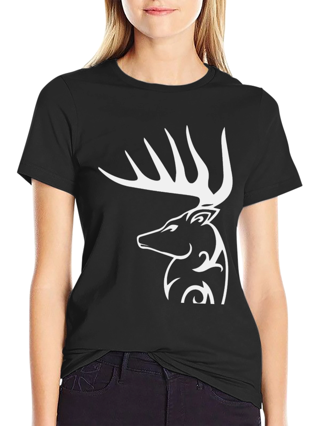 Deer Graphic Black T-Shirt